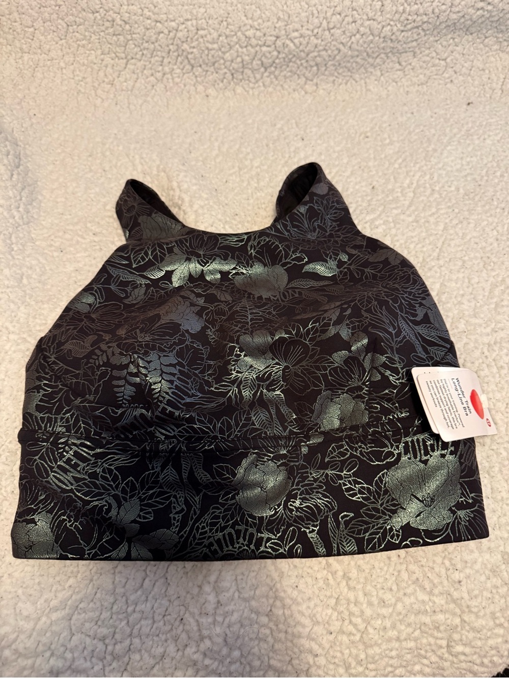 LULULEMON Bra Wunder Train Long Line Womens Size 2 Flourish Black iridescent